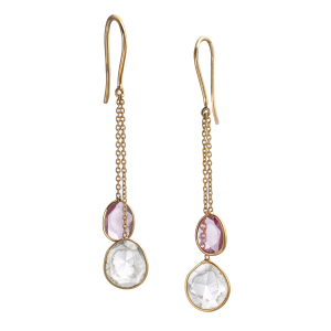 Pink sapphire hoops