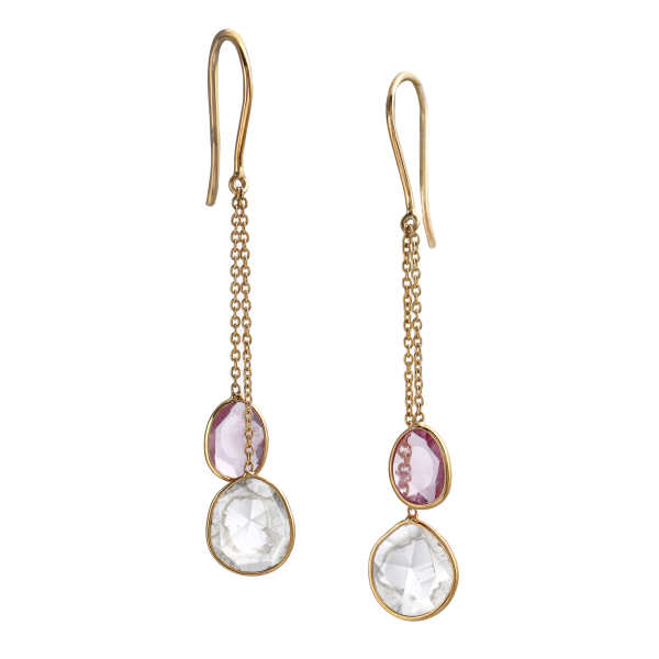 Pink sapphire hoops